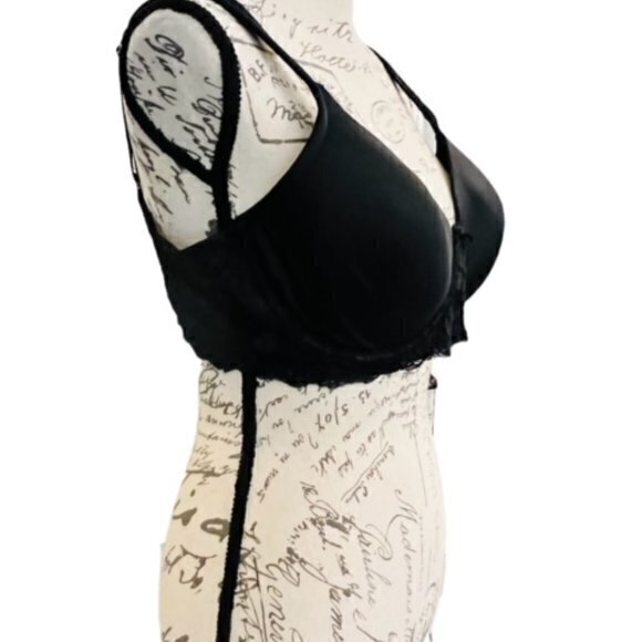 M. VIE INTIMATES Padded Bra Size 38D Black Lace Floral Lightly Padded  Brand new - Picture 3 of 8